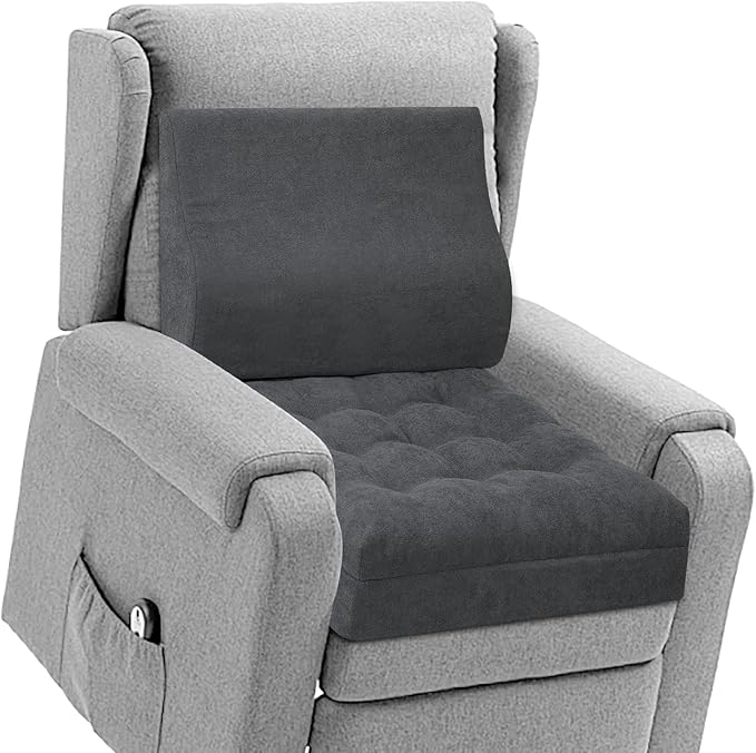 TANYOO Recliner Cushion for Elderly with Lumbar Support Pillow - 20x20x5 Inch Extra Thick Recliner Seat Cushion for Seniors Relief Back Pain and Tailbone Pain from Long Sitting Non-Slip Bottom