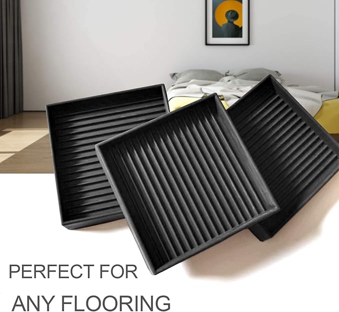 Yelanon 8pcs 2.5" Non Slip Furniture Pads for Hardwood Floors - Anti Skid Grippers Rubber Feet Floor Protectors Stoppers to Prevent Sliding for Bed Couch Wood Furniture (Black)
