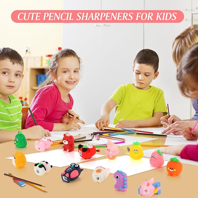 30 PCS Cute Pencil Sharpener for Kids Handheld Pencil Sharpener Bulk Kawaii Manual Pencil Sharpeners Kids Pencil Sharpeners for School Office Home (30)