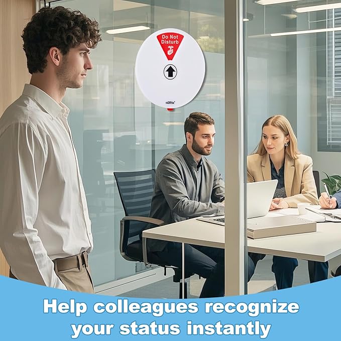 Vazioyar Rotating Office Door Sign with State Diagram - 6" Magnetic & Adhesive Privacy Sign with 6 Status Modes (In A Meeting/Working Remotely/Back Soon/Do Not Disturb/Out Of Office/Please Knock) (White, 6 inches)