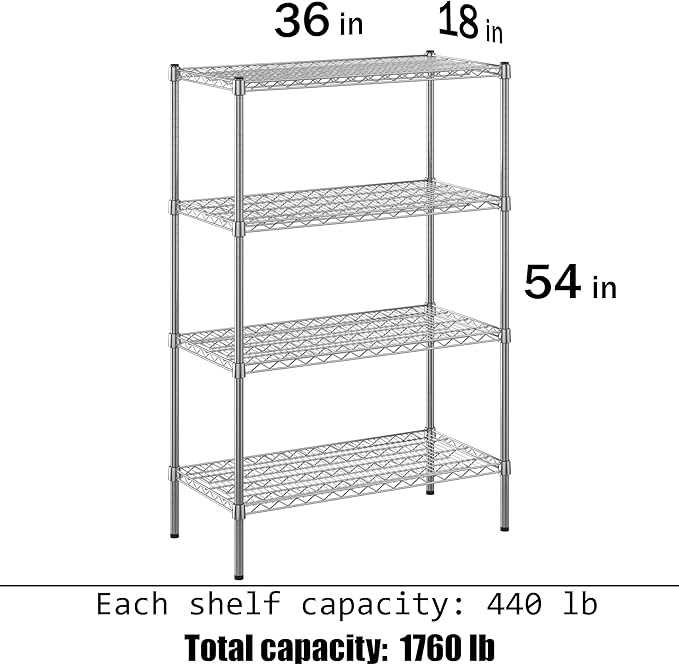 Regal Altair 18" Deep x 36" Wide x 54" Height Wire Shelving Kit | 4-Tier | NSF Commercial Storage Rack Unit
