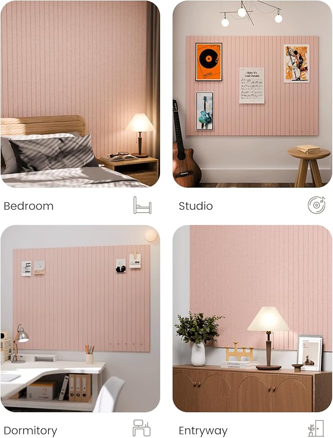 Fluxynara Large Felt Bulletin Board 48" x 36" Cork Board Alternative-12 Pack with 70 Safe Removable Adhesive Tabs, Cork Boards for Walls Cork Board for Home Office Classroom Pin Board (Pink)