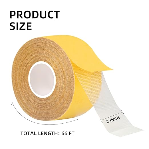 KAIYUER Thin Double Sided Rug Tape Heavy Duty,2" x 66 FT,Carpet Tape for Rug Fixed,Wall,mats and Woodworker, Super Sticky Cloth Tape,Residue Free