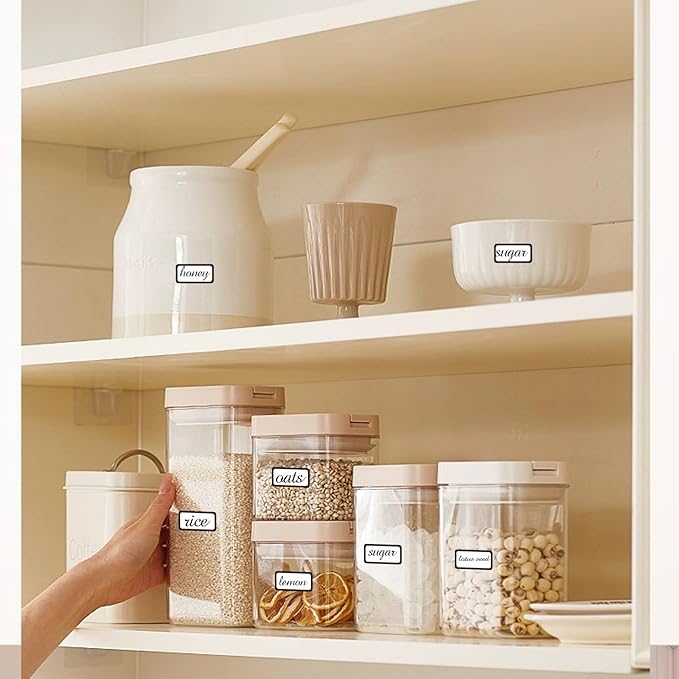 STARLIBOO Removable Labels, Blank Freezer Labels for Food Containers, 1x2 Inch Freezer Stickers/Waterproof Labels/ (Black Border, 360 Labels)