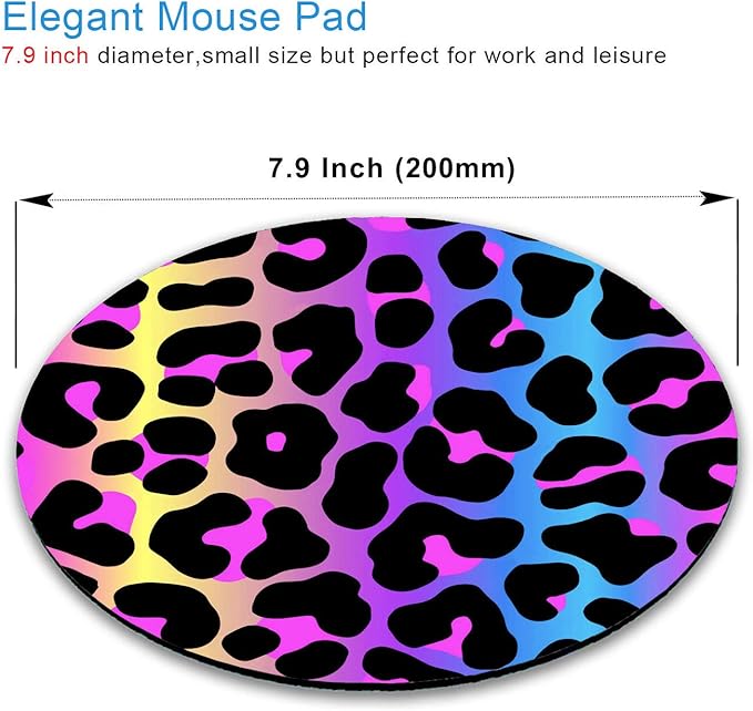IMAYONDIA Cheetah Animal Print Gaming Mouse Pad,Colorful Leopard Round Mouse Pad Small,Color Pattern Personalized Design Mouse Pads,Non-Slip Rubber Base Mousepad for Laptop,Office Decor for Women Desk