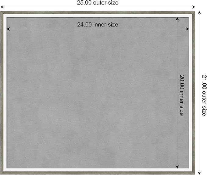 Amanti Art Silver Framed Magnetic Board 21x25 Medium Vision Board for use with Magnets, 100% Metal Sheet to Display Items as Office Decor or for Home Organization in mudroom, Kitchen or Kids Room
