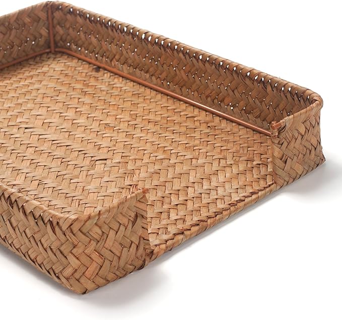 Seagrass Letter Tray for A4 File Woven Desk Tray Organizer for Paper Folder Mail Document Magazine Storage Basket for Office