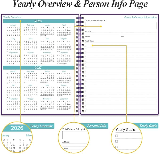 2026-2027 Planner - 18 Months Weekly & Monthly Planner from January 2026 - June 2027, Planners 2026-2027 with Elastic Closure, Inner Pocket, 8.5" x 11", Purple