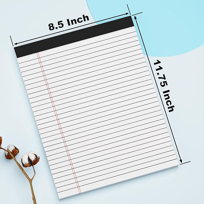 AILZFEI 12 Pack of Legal Pads 8.5 x 11 Wide Ruled Writing Pads 8.5" x 11.75" Notepad 30 Sheets per White Legal Pad Clear Print Note Pads 8x11 Pads of Paper