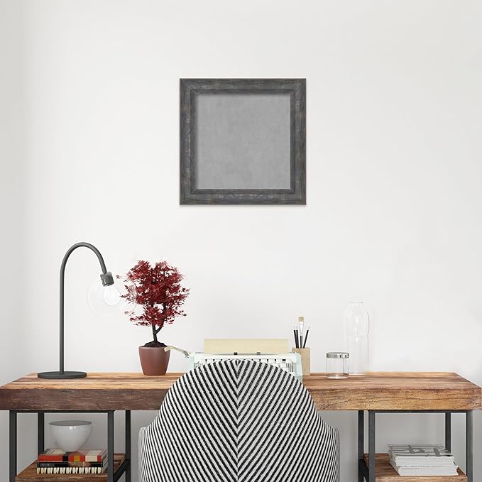 Amanti Art Grey Framed Magnetic Board 15x15 X-Small Vision Board for use with Magnets, 100% Metal Sheet to Display Items as Office Decor or for Home Organization in mudroom, Kitchen or Kids Room