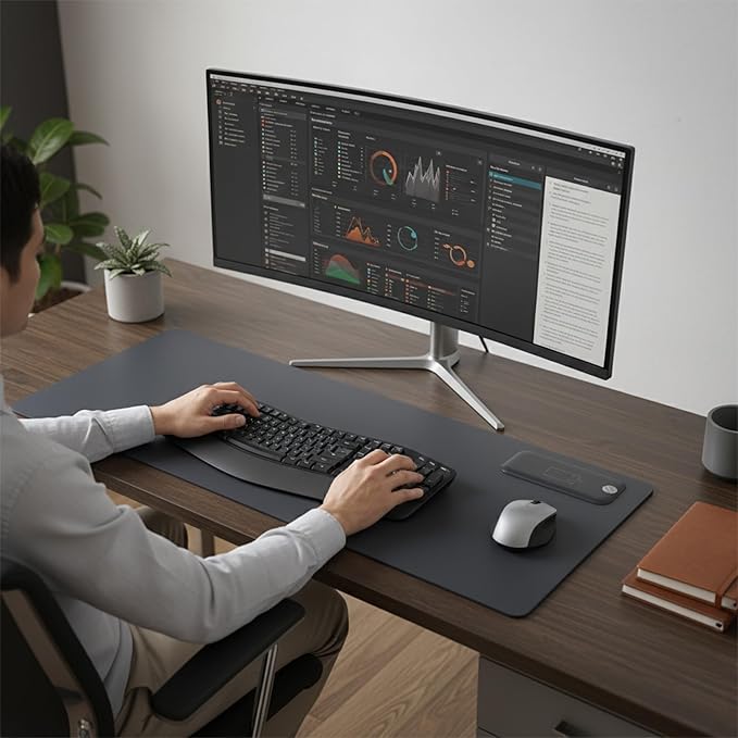 Black Leather 30" x 12.5" Keyboard/Mouse Desk Mat