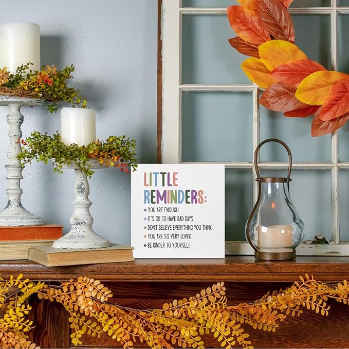 Inspirational Gifts - Little Reminders, Thank You Gifts Motivational Self Love Wood Box Sign, Appreciation Gifts for Coworker boss teacher, Encouragement Gifts Bedroom Office Living Room Desk Cubicle Table Shelf Decor, Daily Affirmations for Women Girl...