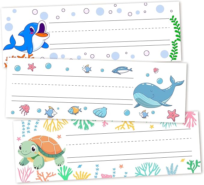 30 Name Tags for Classroom Cubbies, 3x9 in Ocean Animals Name Plates for Desks, Classroom Must Haves for Teachers Elementary - A06