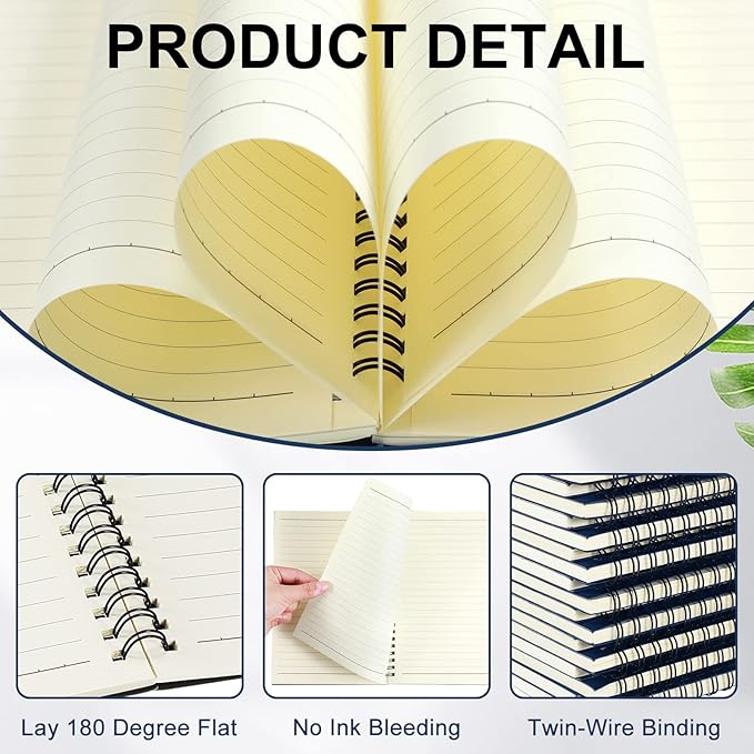 Yahenda 36 Pcs Spiral Notebook Bulk A5 Journal Lined 8.3'' x 5.5'' Writing Composition Paper Small Notepad Subject Notebook for Students Office Business Back to School Supplies (Deep Blue)
