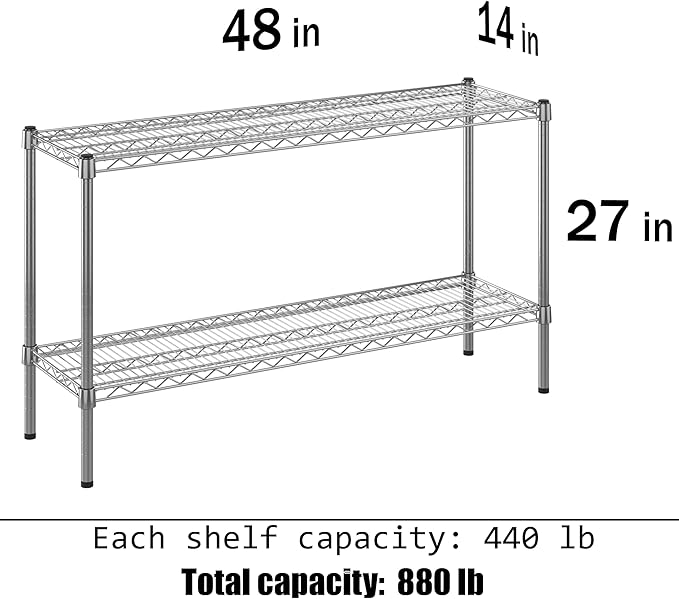 Regal Altair 14" Deep x 48" Wide x 27" Height Wire Shelving Kit | 2-Tier | NSF Commercial Storage Rack Unit
