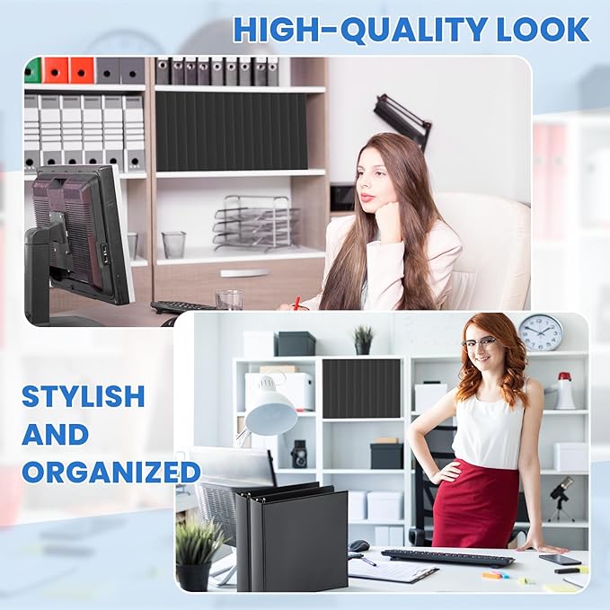Henoyso 12 Pcs 3 Ring 1.5 Inch Binders Fits 8.5 x 11 Inch Letter Size Paper, Plastic Black Flexible Binders with View Cover and 2 Pockets, 275 Sheets Capacity for Office School