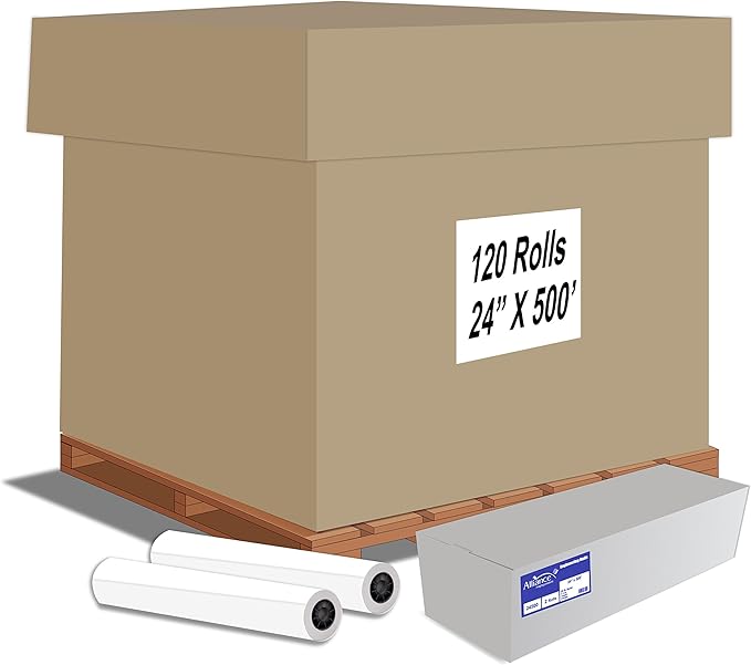 Alliance Wide Format Paper 24" x 500' Rolls Bond Engineering (20lb | 120 Rolls, 24 In x 500 Ft | 3" Core)