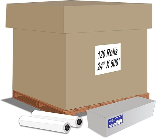 Alliance Wide Format Paper 24" x 500' Rolls Bond Engineering (20lb | 120 Rolls, 24 In x 500 Ft | 3" Core)