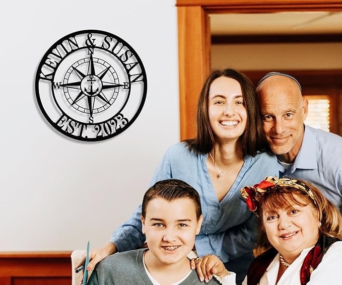 Custom Anchor Compass Metal Sign, Personalized Coordinates Sign, Custom Nautical Decor, Housewarming Gift, Anniversary Wedding Gifts for Couples 2025, Metal Wall Art