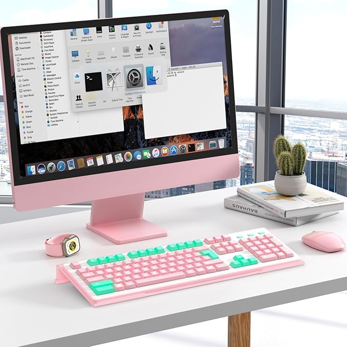 BEEGO Ergonomic Computer Keyboard Stand - Pink Acrylic Keyboard Riser Tilted Keyboard Holder Keyboard Tray with Pink Non-Slip Strip for Easy Typing at Home School Office Desk Accessories