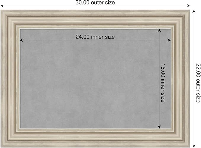 Amanti Art Silver Framed Magnetic Board 22x30 Medium Vision Board for use with Magnets, 100% Metal Sheet to Display Items as Office Decor or for Home Organization in mudroom, Kitchen or Kids Room