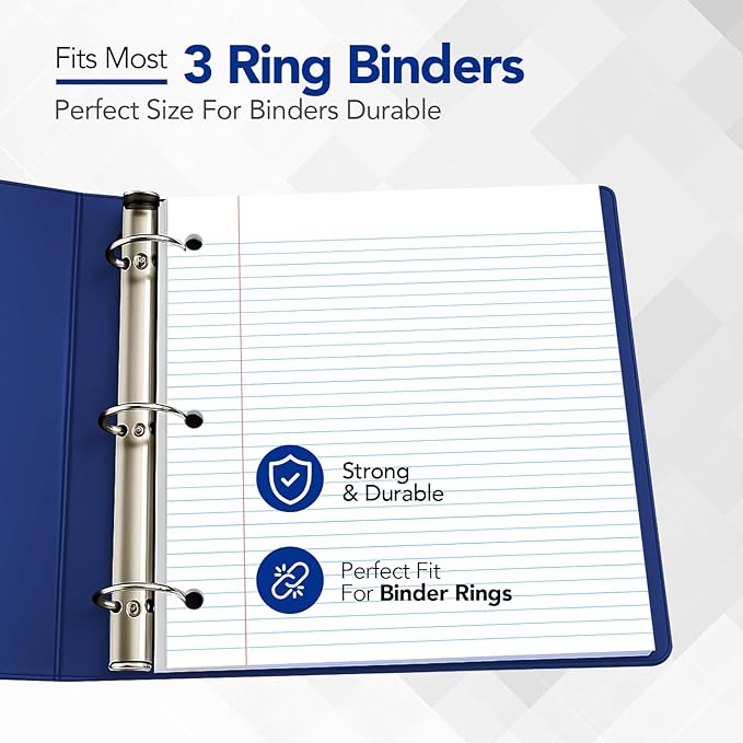 Kaisa Filler Paper Notebook Paper College Ruled 8"x10.5" Loose Leaf Paper for 3-Ring Binders 150 Sheet/pack,12pack (Total 1800 Sheets)
