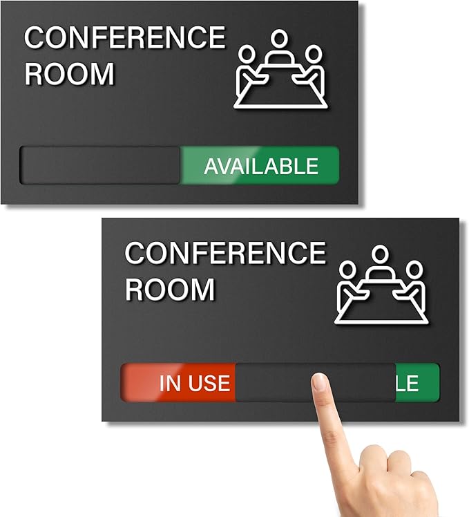 Conference Room Sign, Office Door Signs Do Not Disturb, In Use Available Slider Signs, In a Meeting Privacy Sign Tells Whether Room Vacant or Occupied
