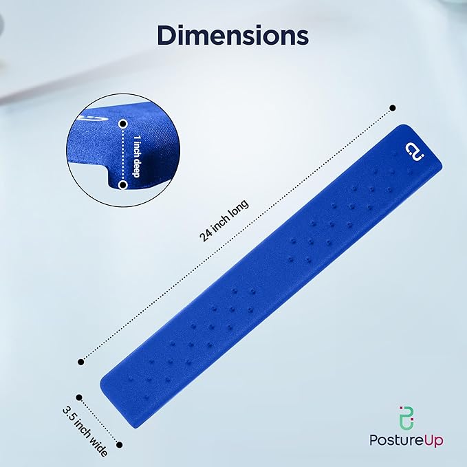 EdgeRest PostureUp L-Shaped Desk Long Wrist Rest Elbow, Forearm & Wrist Comfort Support for Table or Desk Edge, Non-Slip, Memory Foam Padding, Ergonomic Design for Work, Universal Fit, Blue