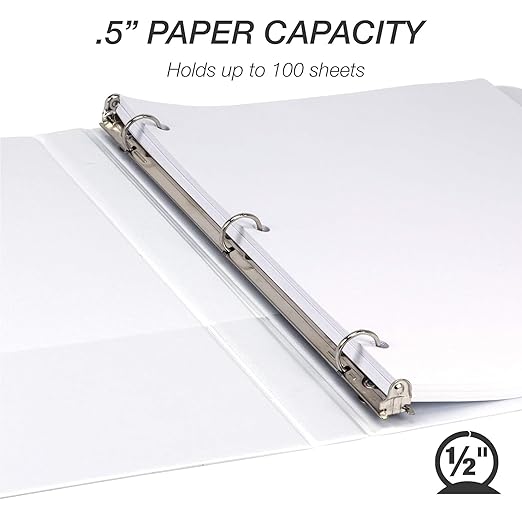 Samsill Economy 0.5 Inch 3 Ring Binder Bulk Pallet, Made in The USA, Round Ring Binder, Customizable Clear View Cover, White, Pallet of 768 Binders in 32 Cartons