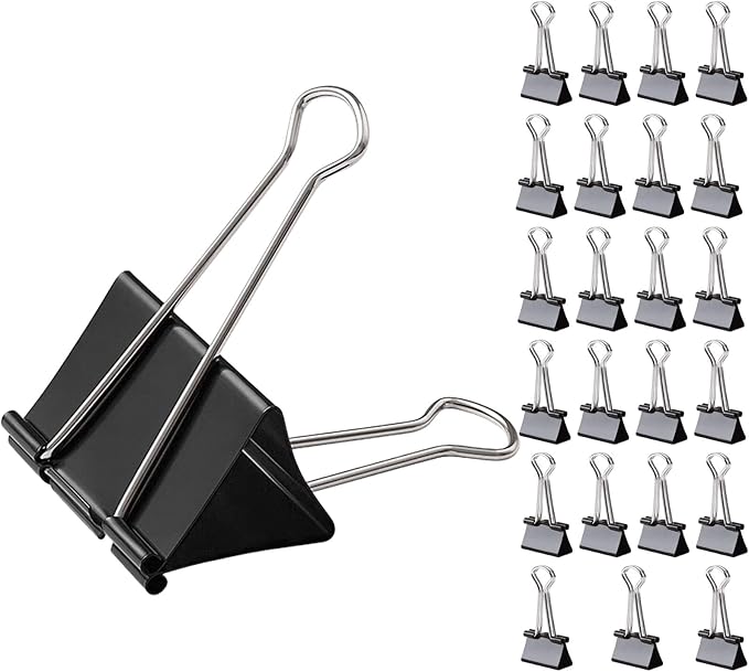 XIIFIIFII 3 Inch Extra Large Binder Clips (24 Pack), Black Jumbo Binder Clips, Heavy Duty Paper Clamps, Big Metal Paper Clips for Office, Home, School, Art Supplies