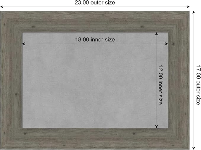 Amanti Art Grey Framed Magnetic Board 17x23 Small Vision Board for use with Magnets, 100% Metal Sheet to Display Items as Office Decor or for Home Organization in mudroom, Kitchen or Kids Room