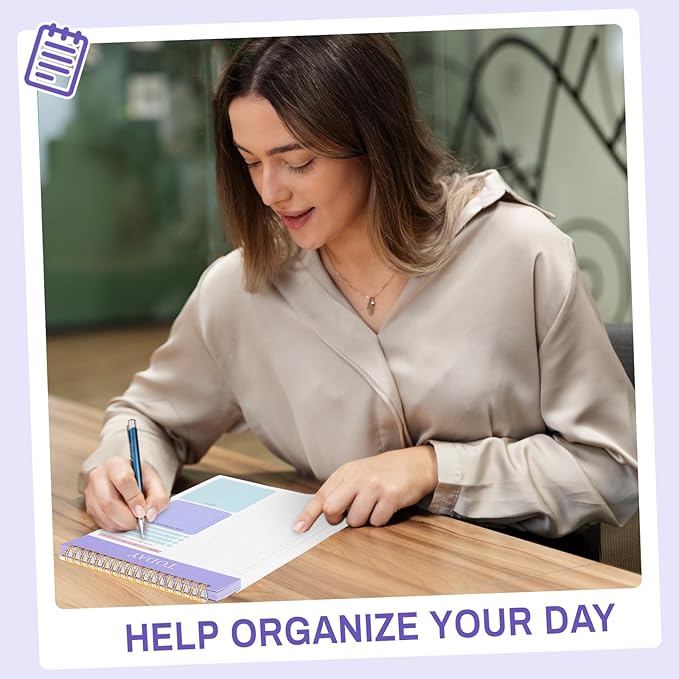 to Do List Notepad with 60 Tear Off Sheets, 6.7 x 9.8" to Do List Notebook for Work Perforated Daily Planner with Task Checklist for Home School Office Personal Organizers, Purple