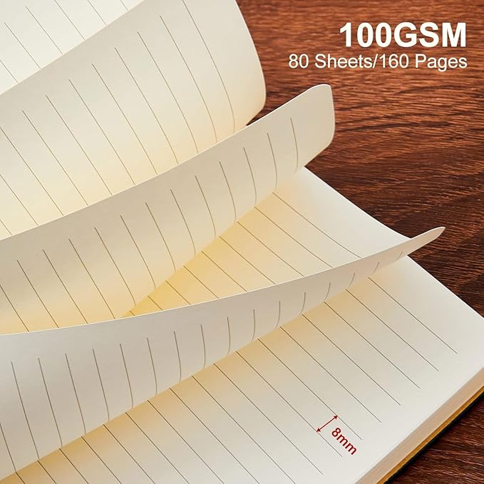 TSFPapier Lined Journal Notebook for Work College Ruled Note Book 7.2"x9.6"B5 PU Leather Daily Journaling 160 Pages for Women Men Writing Home School Supplies Business (Pink)