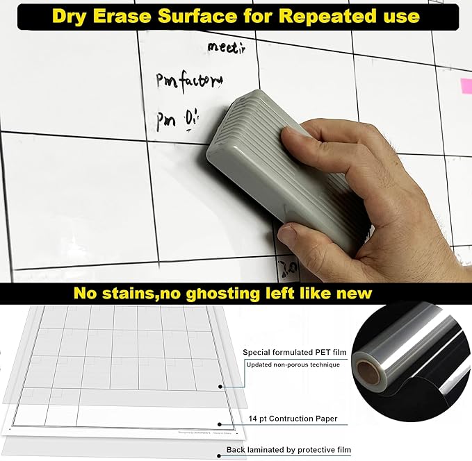 Large Project Management Vision Board, 36"x45" Office Whiteboard for Scheduling & Tracking Progress, Laminated Wall Planner for Managers & Entrepreneurs