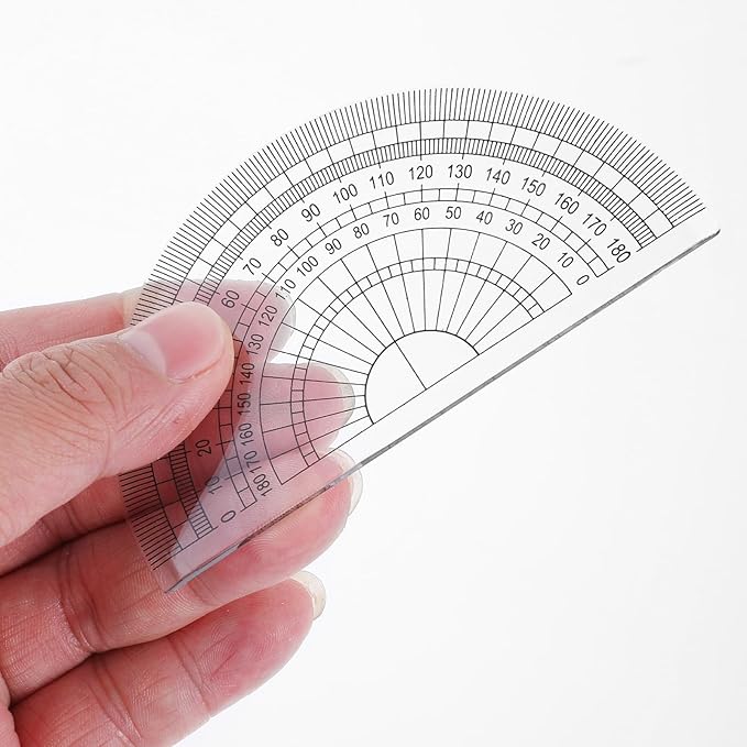 100 Pcs 4 Inch Clear Plastic Protractor Bulk Math Protractors Set 180 Degrees Geometry Drafting Tools for Classroom Industry Office Back to School Supplies