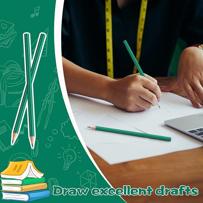 sqzrmdcg 36 PCS Colored Pencils Pre-sharpened Coloring Pencils Set for Kids and Adult, Teachers Essential Classroom Prizes, Back to School Supplies (Green)