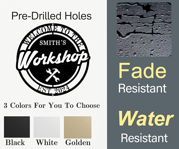 Personalized Garage Sign, Personalized Fathers Day Sign for Dad, Mechanic Workshop Sign, Metal Garage Wall Decor, Custom Garage Sign, Gift for Grandpa，garage decor for men