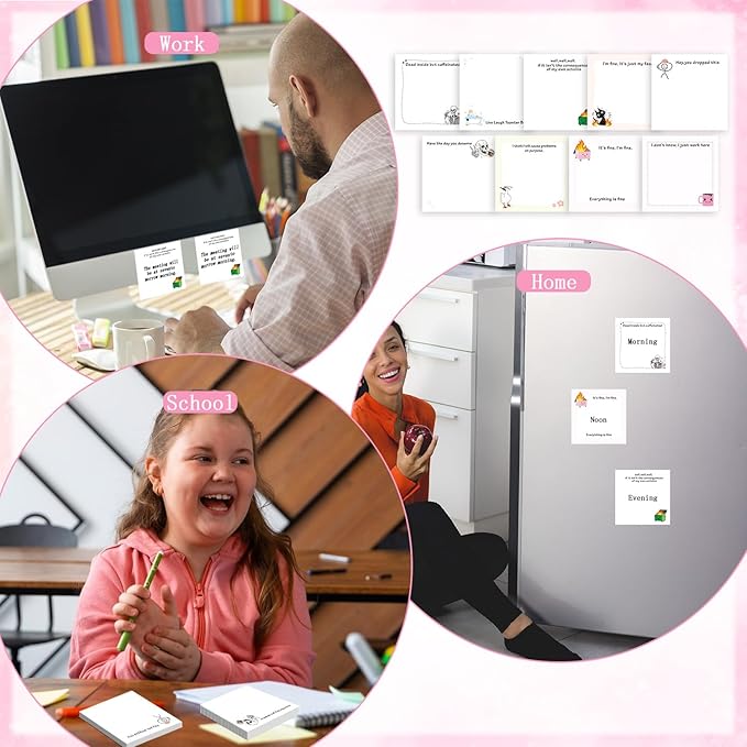 Lovarywow Funny Sticky Notes Gifts - 9 Pack Funny Sticky Notes 3x3 Inch Funny Office Gifts for Coworkers Everything is Fine Post Notes Work Gag Self-Stick Memo Pad Office School Supplies 450 Sheets