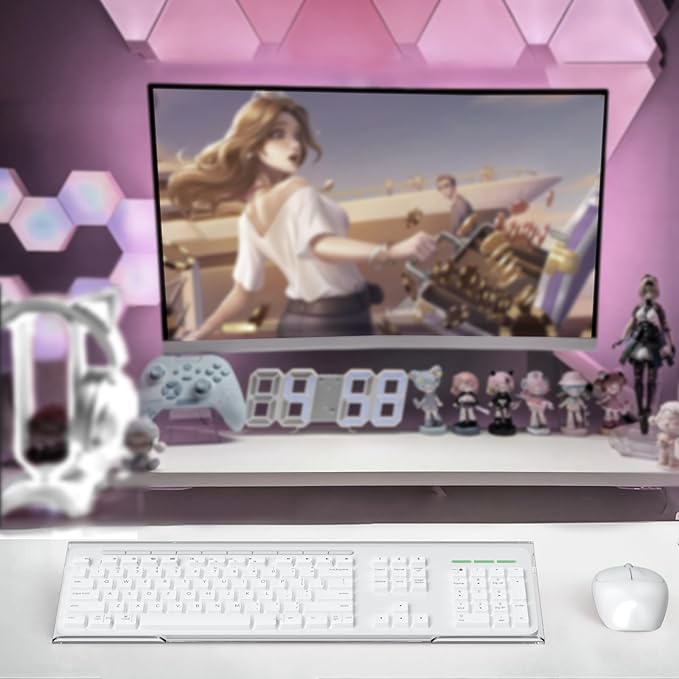 BEEGO Ergonomic Computer Keyboard Stand - 2PCS Clear Acrylic Keyboard Riser Tilted Keyboard Holder Keyboard Tray with White Non-Slip Strip for Easy Typing at Home School Office Desk Accessories
