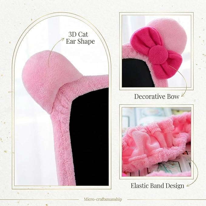 Monfurise 1 Pcs Cute Cat Ear Computer Monitor Cover, Kawaii Pink Dustproof Screen Protector for 20-29 Inch Display, Soft Elastic Fabric Monitor Dust Cover for Girl Gamers, Home Office Desk Decor