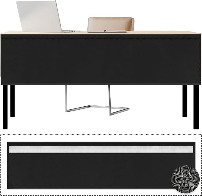 EcoBrisa 60" Under Desk Privacy Panel with Cable Management Organizer Sleeve Self-Adhesive Modesty Panel for Cord Organizer Pockets and Desk Skirt for Home Office or Standing Workstation