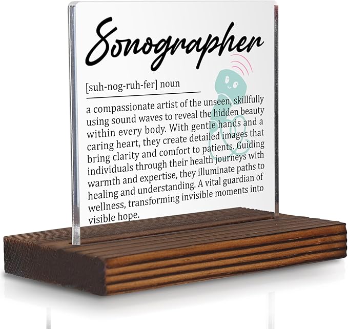 Sonographer Gifts, Thank You Desk Sign for Ultrasound Technicians, Appreciation Plaque for Medical Imaging Staff, Graduation Birthday Office Decor for Sonography Professionals PA023