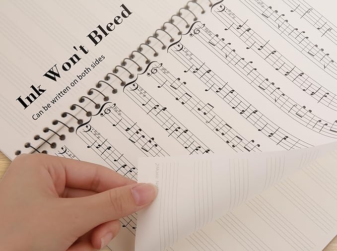 MOREYES Music Notebook Composition Manuscript Staff Notebook with 100 Pages 10.24x7.5 inch/26x19cm, Pink