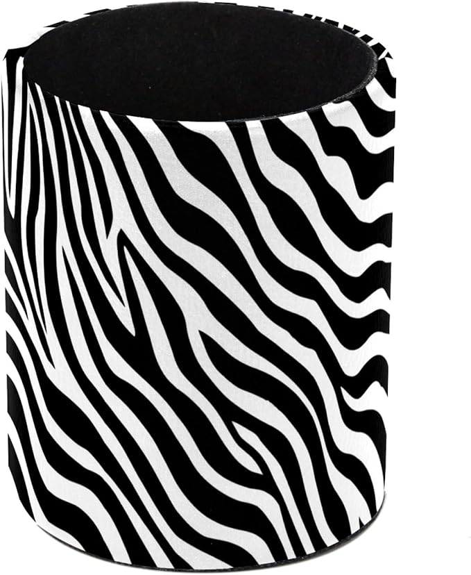 Leather Pen Holder for Desk Zebra Print Pencil Cup Desktop Organizer Makeup Brush Holders Office Supplies for Home, Kids & School