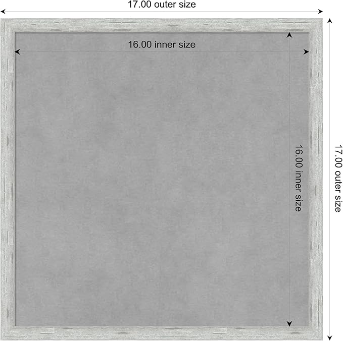 Amanti Art Silver Framed Magnetic Board 17x17 Small Vision Board for use with Magnets, 100% Metal Sheet to Display Items as Office Decor or for Home Organization in mudroom, Kitchen or Kids Room