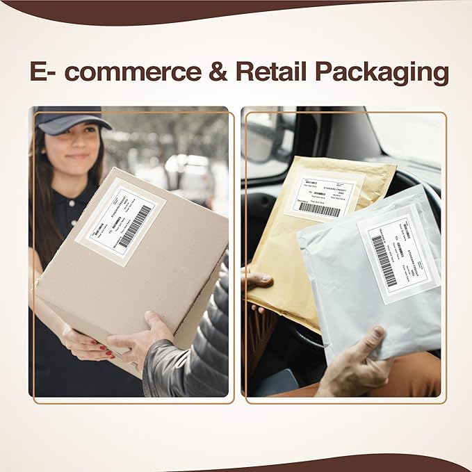 7"x10" Shipping Label Sleeves 100 Pack- 3.12 Mil Thick Strong Adhesive Back Packing Slip Pouches for Secure Package Labelling, Protects Documents with Shipping Label Pouch - WaterProof and Durable