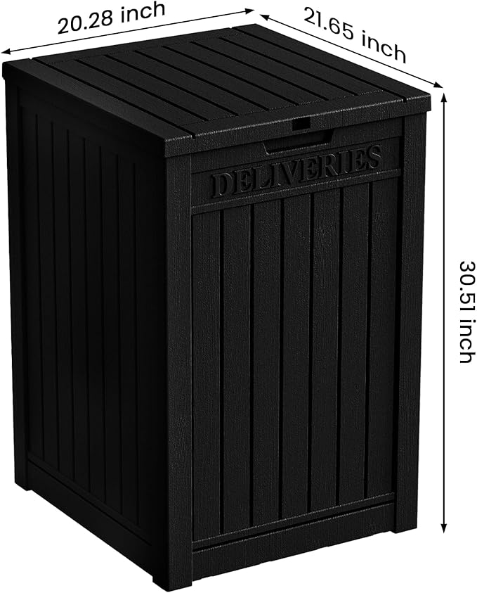 Yardgrace 55 Gallon Outdoor Storage Box, Waterproof Resin Deck Box for Patio, Pool, and Garden, Lockable Bin for Cushions, Tools, and Accessories, UV-Resistant, Black
