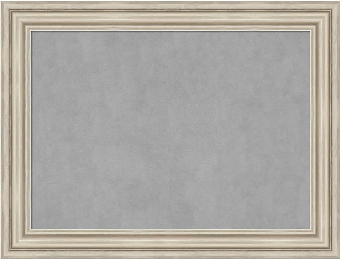 Amanti Art Silver Framed Magnetic Board 26x34 Medium Vision Board for use with Magnets, 100% Metal Sheet to Display Items as Office Decor or for Home Organization in mudroom, Kitchen or Kids Room