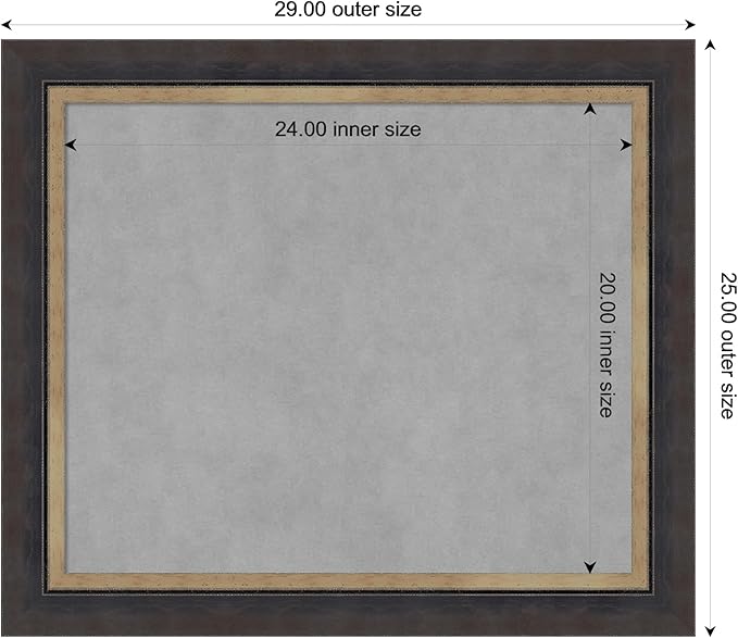 Amanti Art Black Framed Magnetic Board 25x29 Medium Vision Board for use with Magnets, 100% Metal Sheet to Display Items as Office Decor or for Home Organization in mudroom, Kitchen or Kids Room