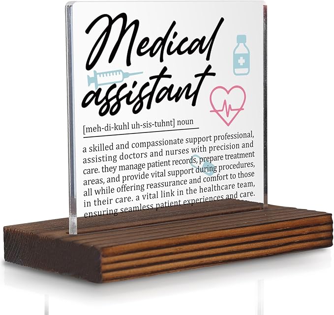 Medical Assistant Gifts, Thank You Appreciation Gifts forMA Professionals Week Graduation Birthday Christmas Clinic Patient Care Team Office Desk Decor Decorative Signs Plaque PA012
